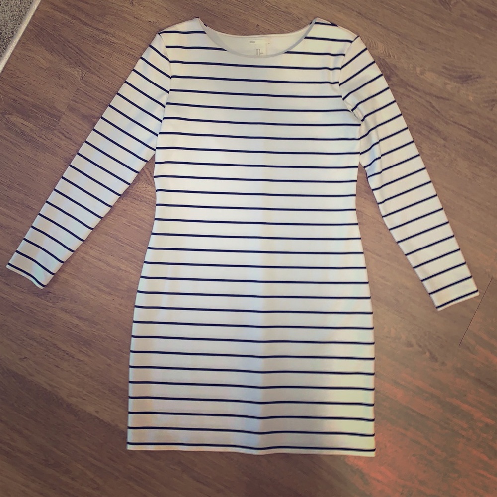 Black and white strips dress